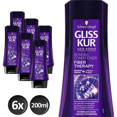 Schwarzkopf Gliss Kur Fiber Therapy Conditioner - Voordeelverpakking 6x200ml