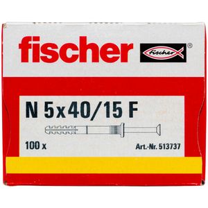 Fischer 513737 schroefanker & muurplug 100 stuk(s) Schroef- & muurplugset 40 mm