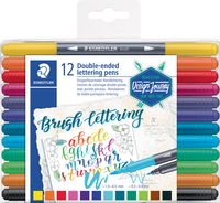 Staedtler brushpen Brush letter duo, doos van 12 stuks in geassorteerde kleuren - thumbnail