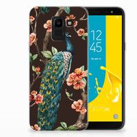 Samsung Galaxy J6 2018 TPU Hoesje Pauw met Bloemen - thumbnail