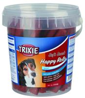 Trixie Soft Snack Happy Rolls | 500 g | Zachte snack voor honden | Kleine, zachte lekkernijen met zalm | Kan de spijsvertering ondersteunen | Geschikt voor beloningen en training