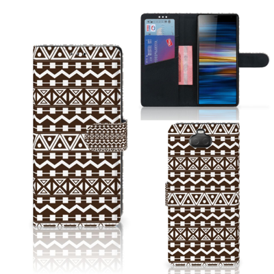 Sony Xperia 10 Plus Telefoon Hoesje Aztec Brown