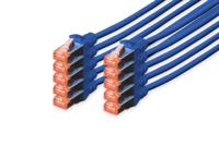 Digitus DK-1644-050-B-10 RJ45 Netwerkkabel, patchkabel CAT 6 S/FTP 5.00 m Blauw Folie afscherming, Afscherming totaal, Afgeschermd, Halogeenvrij, Simplex,