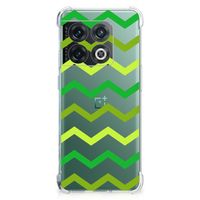 OnePlus 10 Pro Doorzichtige Silicone Hoesje Zigzag Groen - thumbnail