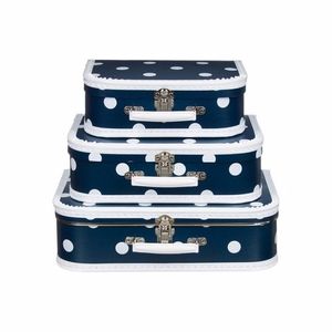 Koffertje navy polka dot 25 cm