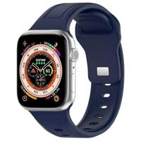By Qubix - Square siliconen band - Navy - Compatible met Apple Watch 38mm / 40mm / 41mm / 42mm - Compatible Apple watch bandjes