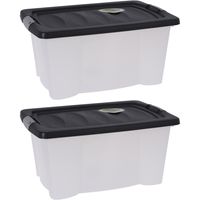 2x Stuks Opbergdozen/organizers met deksel - kunststof - 13 Liter - thumbnail