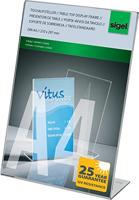 SIGEL TA210 tafelstandaard schuin, voor A4, glashelder acryl - andere maten