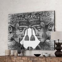 MUST Living Wandpaneel Balinese Twins 110 x 150cm - Zwart, Wit