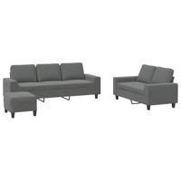 vidaXL 3-delige Loungeset stof donkergrijs, fauteuil, 3-zitsbank, sofa, 2-zitsbank, bank, 2 zitsbank, zitbank, fauteuil stoel, 2 zits bank