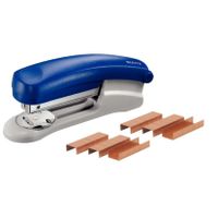 Metalen nietmachine blauw 11,5 cm inclusief 2000 nietjes   -