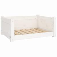 vidaXL Hondenmand 65,5x50,5x28 cm massief grenenhout wit, hondenbed, puppybed, hondenbedden, puppymand, huisdierenmand, puppymanden, puppybedden