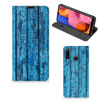 Samsung Galaxy A20s Book Wallet Case Wood Blue - thumbnail