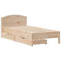 vidaXL Bedframe met hoofdbord massief grenenhout 75x190 cm, bed, bed ombouw, eenpersoonsbed, bedbodem, slaapkamermeubel, 1 persoonsbed