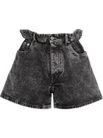 Miu Miu short en jean à taille haute froncée - Noir - thumbnail