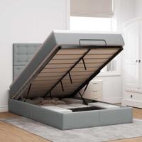 vidaXL Ottoman bed met matras en LED's 120x200cm stof lichtgrijs
