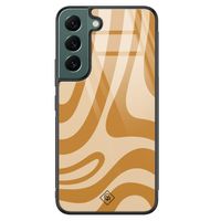 Samsung Galaxy S22 Plus glazen hardcase - Abstract swirl geel - thumbnail