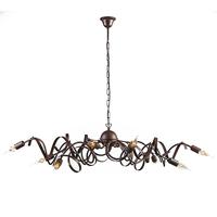 QAZQA - Landelijke kroonluchter bruin 10-lichts - Ricciolo | Woonkamer | Slaapkamer | Keuken - Metaal Ovaal |Organisch - E14 Geschikt voor LED - Max. 10 x 40 Watt
