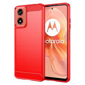 Motorola Moto G04/G24 Geborsteld TPU Hoesje - Koolstofvezel - Rood