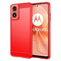 Motorola Moto G04/G24 Geborsteld TPU Hoesje - Koolstofvezel - Rood - thumbnail