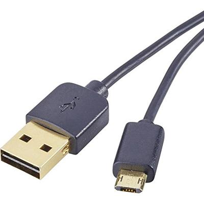 Renkforce USB-kabel USB 2.0 USB-A stekker, USB-micro-B stekker 1.00 m Zwart Stekker past op beide manieren, Vergulde st