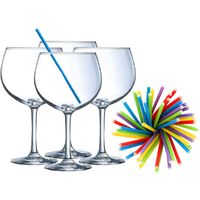 Cocktail set van 6x gin tonic glazen en 100x duurzame rietjes - 700 ml