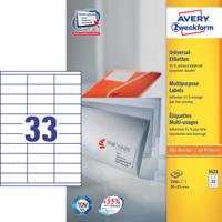 Avery Universele Etiketten, wit, 70,0 x 25,4 mm, permanent klevend