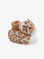 Slofjes babyjongen met pluche beige aop leopard - thumbnail