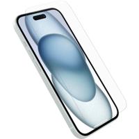 OtterBox Premium Glass-schermbeschermer voor iPhone 15, gehard glas, geavanceerde krasbescherming, overleeft vallen tot 3ft, antimicrobiële bescherming, Zonder Verpakking