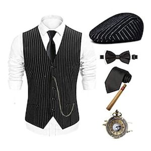 The Great Gatsby Heer Gangster Retro vintage Roaring jaren '20 Jaren 1920 Outfits Hesje Panamahoed Accessoireset Voor heren Kostuum Wijnoogst Cosplay Schoolfeest Festival Das Kerstmis Lightinthebox