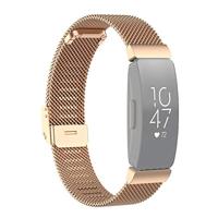 By Qubix - Compatible met Fitbit Inspire Milanese bandje met gesp - Maat: Small - Champagne Goud - Compatible fitbit bandje