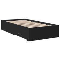 vidaXL Bedframe met lades bewerkt hout zwart 75x190 cm, bed, bed met opbergruimte, 1-persoons bedframe, 1-persoonsbed, slaapkamermeubilair, bedbodem