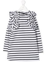 Balmain Kids robe à rayures - Blanc