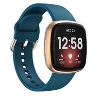By Qubix - Compatible met Fitbit Versa 3 & 4 / Sense 1 & 2 - Siliconen bandje - Blauwgroen - Compatible fitbit bandje