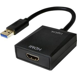 LogiLink UA0233 USB / HDMI Adapter [1x USB 3.2 Gen 1 stekker A (USB 3.0) - 1x HDMI-bus] Zwart 10.00 cm