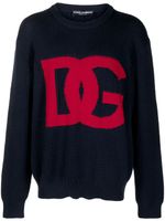 Dolce & Gabbana pull en laine à logo en intarsia - Bleu - thumbnail