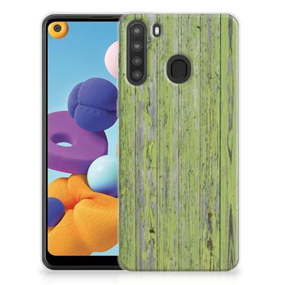 Samsung Galaxy A21 Bumper Hoesje Green Wood Samsung Galaxy A21 Bumper Hoesje Green Wood