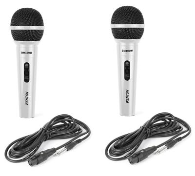 Fenton DM100W - Set van 2 witte microfoons voor o.a. karaoke en DJ's Fenton DM100W - Set van 2 witte microfoons voor o.a. karaoke en DJ's
