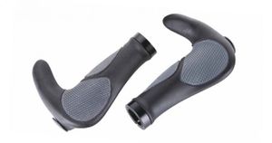 Qtcycletech Qt handvatten ergo+bar-end met lockringen 140mm zwart/grijs op kaart