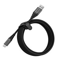 OtterBox Premium Reinforced Braided USB-A naar USB-C Cable, Oplaadkabel voor Smartphone en Tablet, Ultra-robuust, Bend en Flex getest, 3m, Zwart