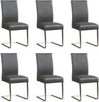 Set van 6 Donkergrijze leren industriële eetkamerstoelen Remix - poot vierkant rvs - Vintage Leer Grey (donkergrijs leer) - thumbnail