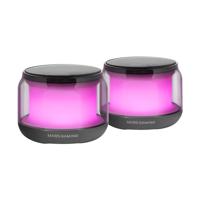 Mars Gaming MS-AURA, Bluetooth 5.3 Luidsprekers, Aangepaste DSP Chipset 15W, RGB Verlichting met ClearView 360º Ontwerp, Compacte Luidsprekers met Volumeregeling en RGB Controlbox, AUX-IN-ingang,Zwart