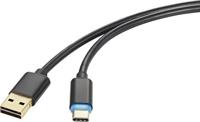 Renkforce USB-kabel USB 2.0 USB-A stekker, USB-C stekker 1.50 m Zwart Stekker past op beide manieren RF-4758090