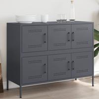 Dressoir 100,5x39x79 cm koudgewalst staal antracietkleurig - thumbnail