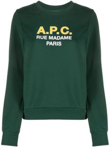 A.P.C. t-shirt en coton Madame à logo imprimé - Vert