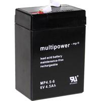 multipower PB-6-4,5-4,8 Loodaccu 6 V 4.5 Ah Loodvlies (AGM) (b x h x d) 70 x 105 x 47 mm Kabelschoen 4.8 mm Onderhoudsvrij, Geringe zelfontlading - thumbnail