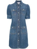 Moschino robe courte en jean à col italien - Bleu