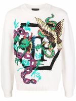 Philipp Plein pull à motif en intarsia - Blanc - thumbnail