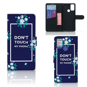 Alcatel 1S (2021) Portemonnee Hoesje Flowers Blue DTMP