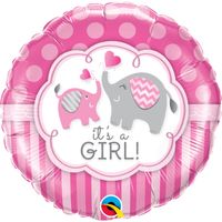 Folieballon It&apos;s A Girl Roze Olifant - 45 cm - thumbnail